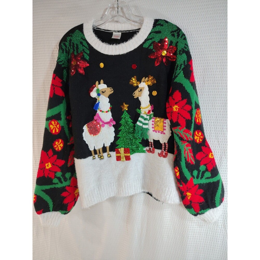 Holiday Time Women's Christmas Ugly sweater long sleeve M Medium (8-10) Llama